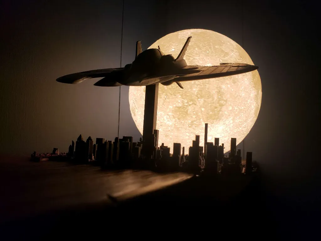 Lampe Lune avec Support Ondulé 4.webp