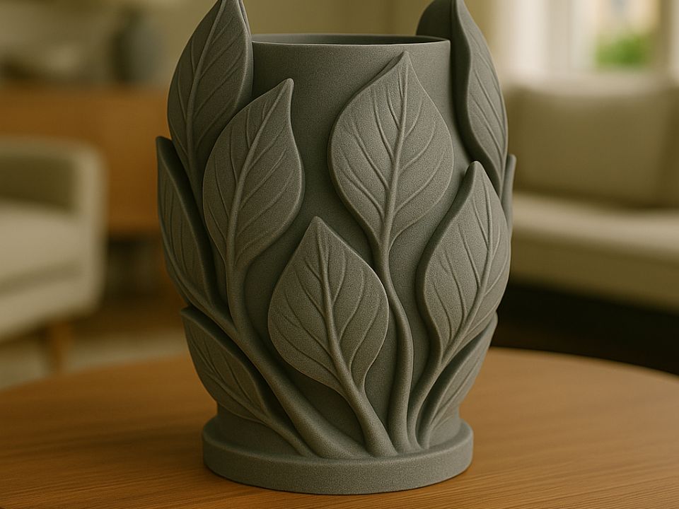 Vase organiseur feuille déco (Gris)