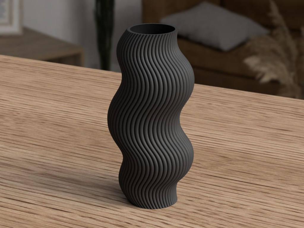 Vase ondulé moderne (Gris, Gris)