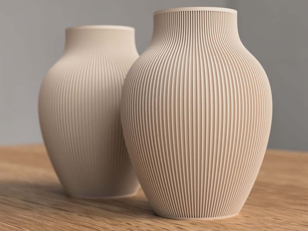 Vase Japandi nervuré Tayo (Gris)