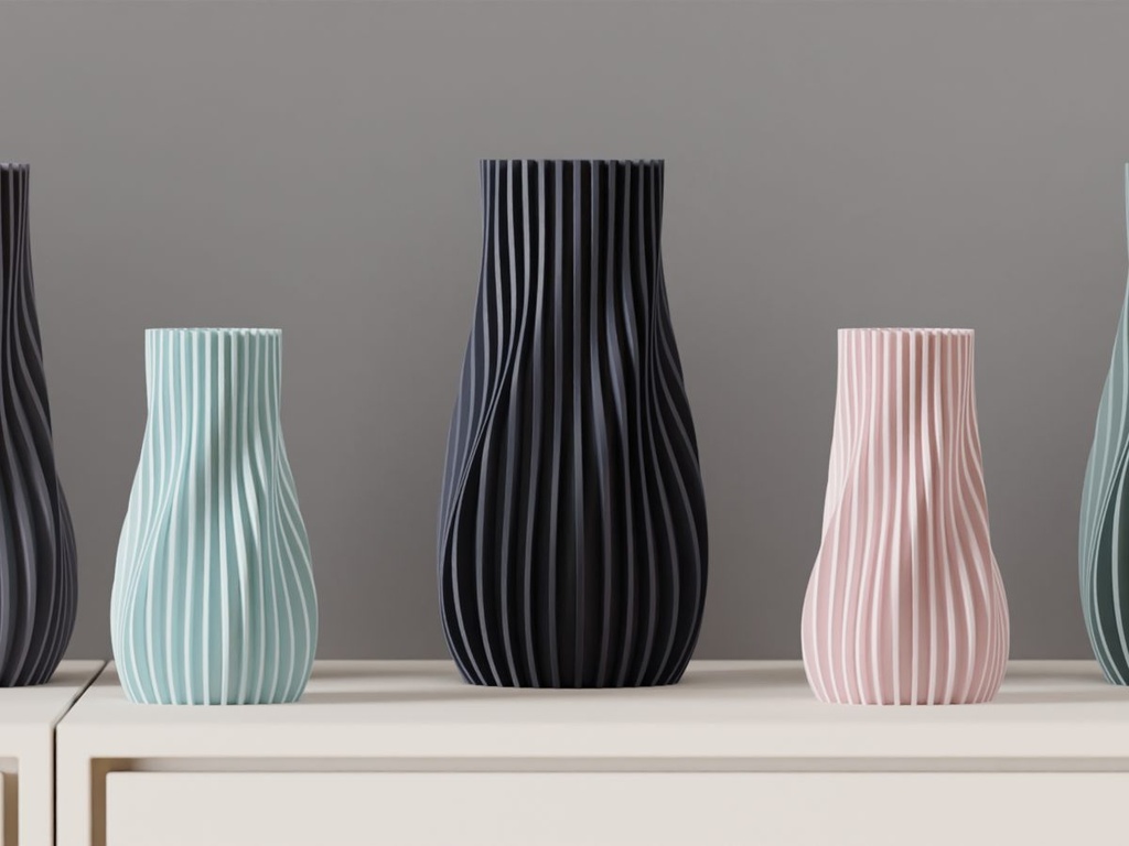 Vase sculptural nervuré moderne (Gris)