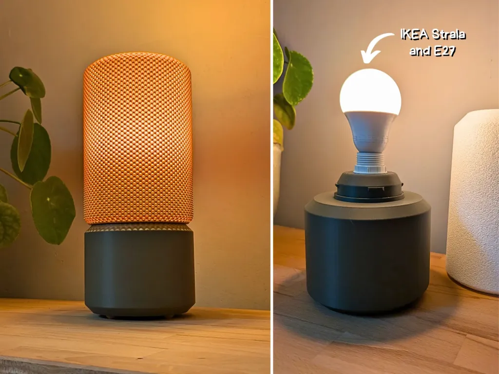 Lampe Texture Pointillée – Abat-jour Alvéolé Ambré sur Socle Anthracite