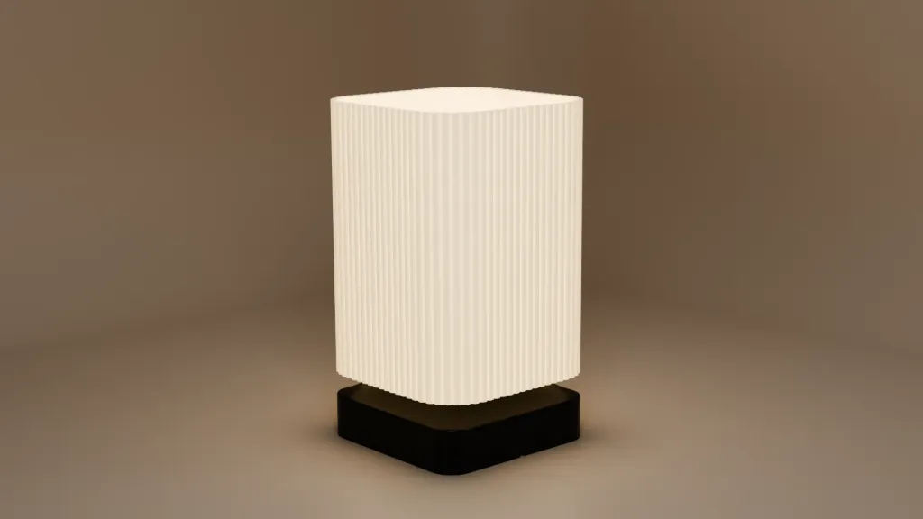 Lampe de Table Cannelée sur Socle Noir