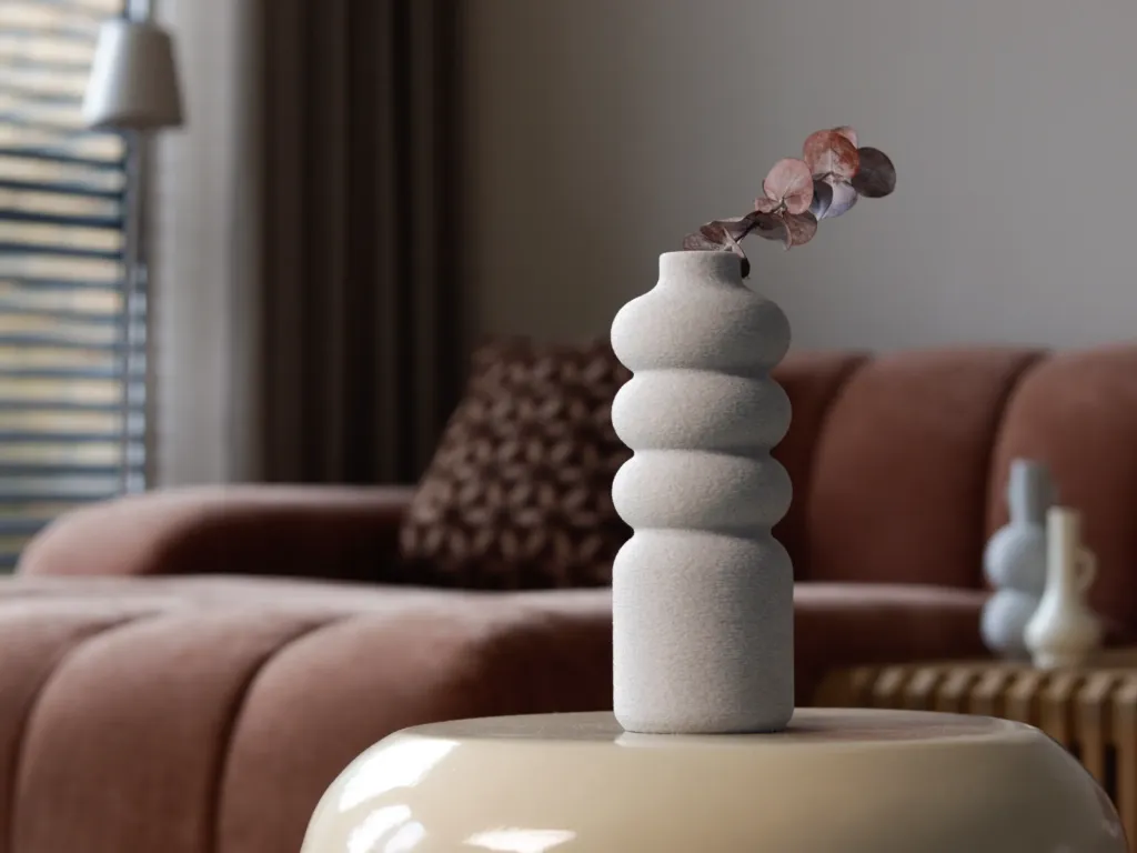 [SKU-VASE-JAPANDI-011] Vase Bulles Empilées – Grès Texturé Sable