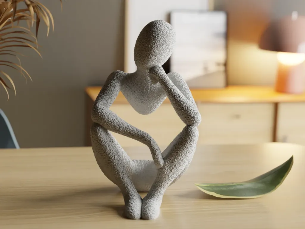 Sculpture Le Penseur – Figurine Contemplative Texture Pierre