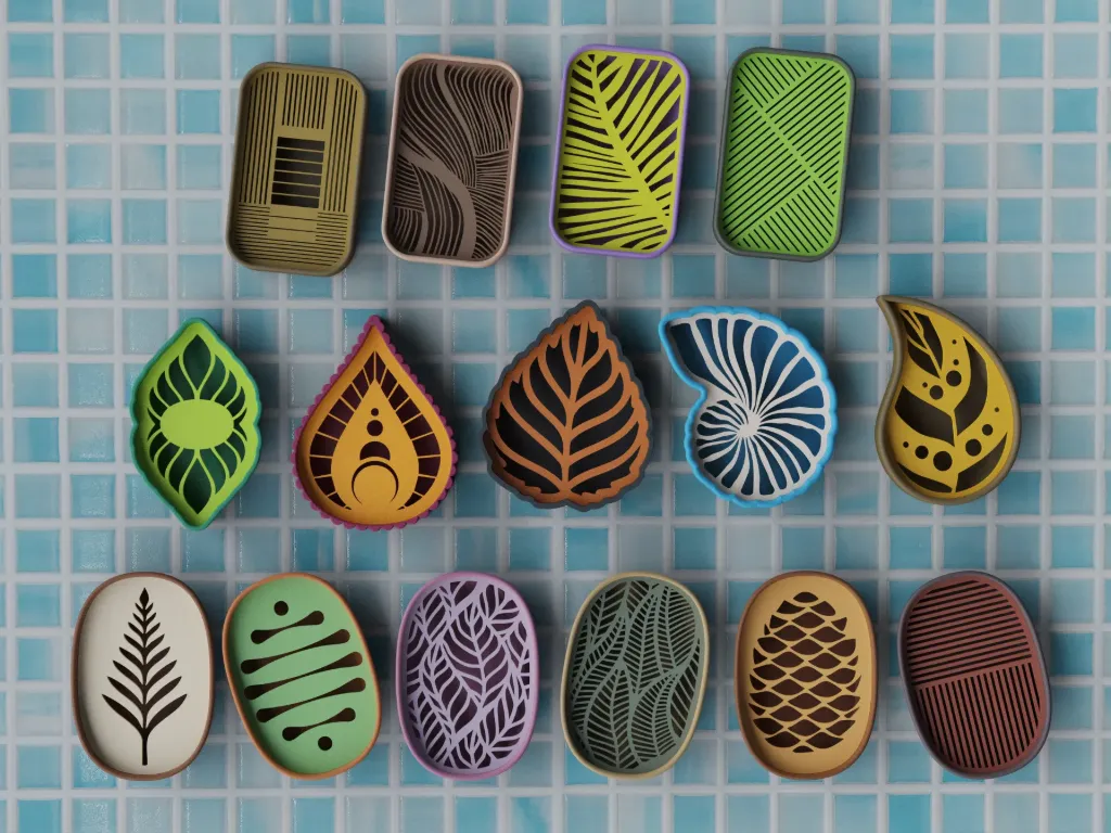 Collection Porte-Savon & Porte-Éponge Gravés – 14 Motifs Nature & Design