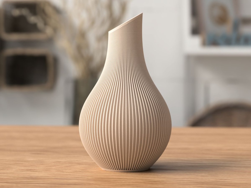 Vase Japandi Shizu nervuré (Gris)