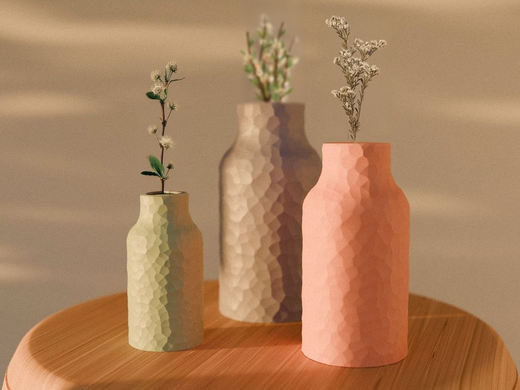 Vase à facettes géométriques (Gris)