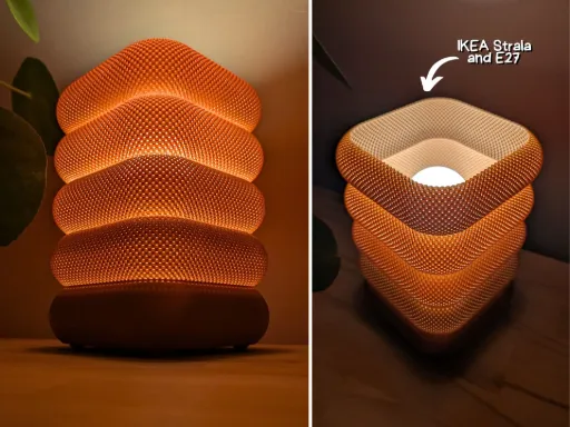 Lampe Galets Empilés – Sculpture Lumineuse Texture Pointillée Ambrée  E27