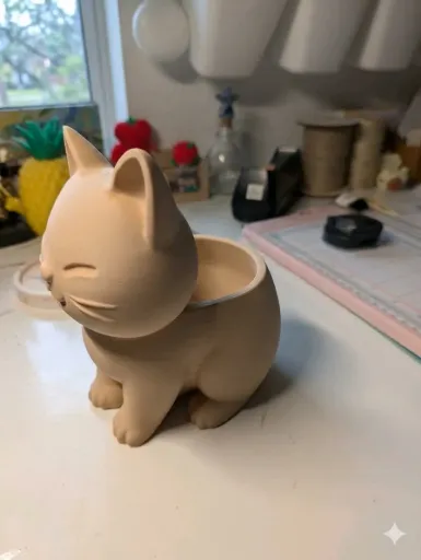 Cache-pot "Chat Souriant" – Design Kawaii & Déco Zen